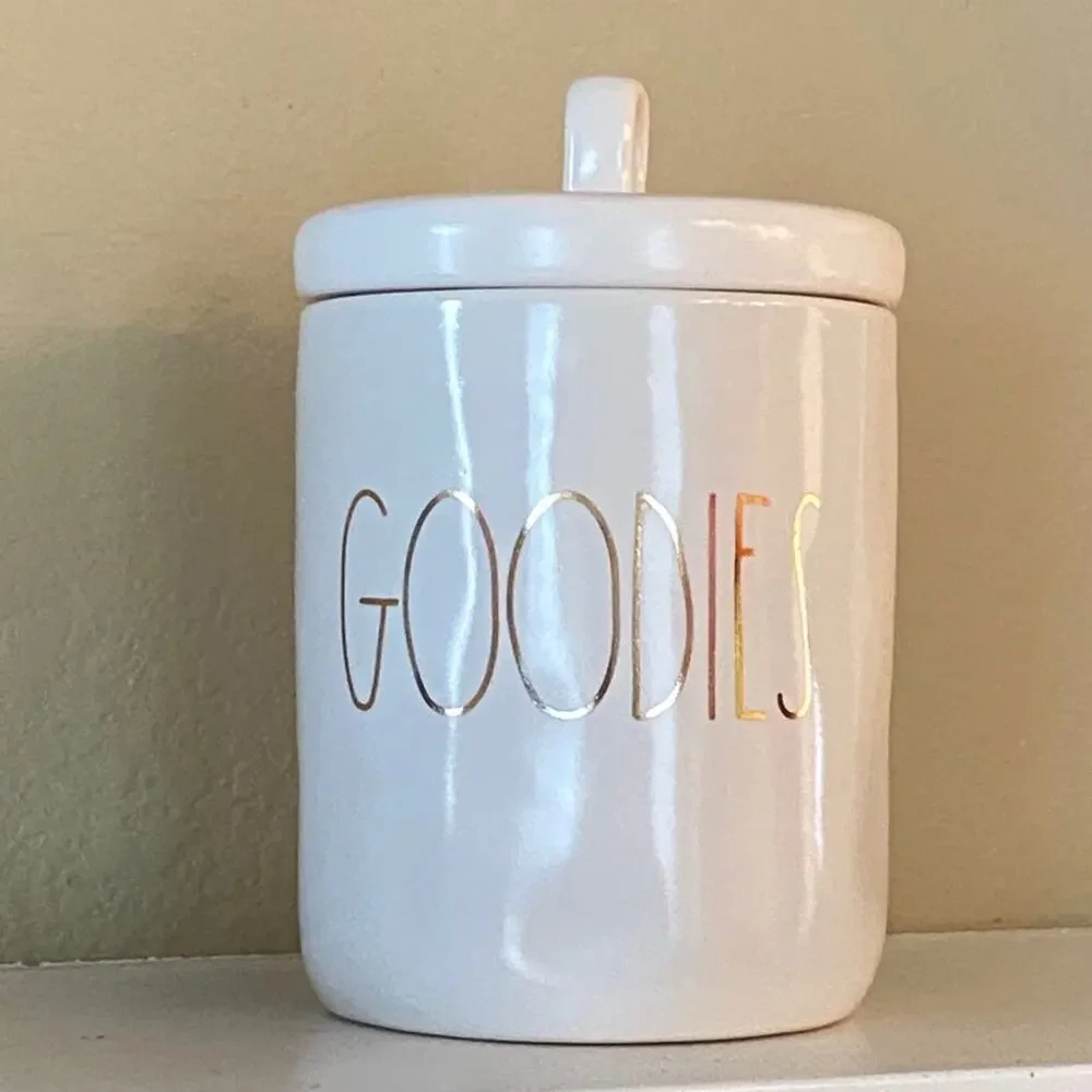 Rae Dunn GOODIES Canister LL Gold Iridescent Farmhouse Kitchen Decor Storage